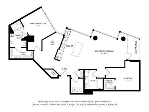 Floor plan for 2 beds, 2 baths, 1504 sqft